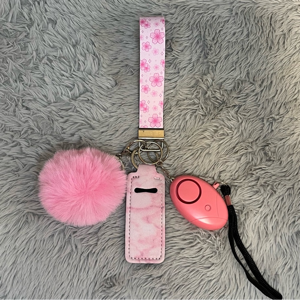 🌸 Handmade Faux Leather Sakura Wristlet Keychain Accessory Set